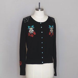 Hell Bunny embroidered  skull and roses cardigan